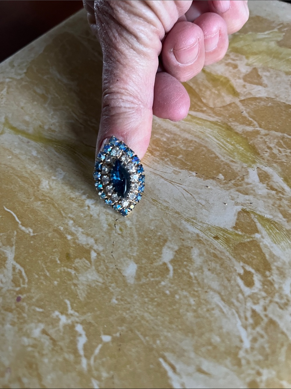 Blue Marquise Crystal Cocktail Ring